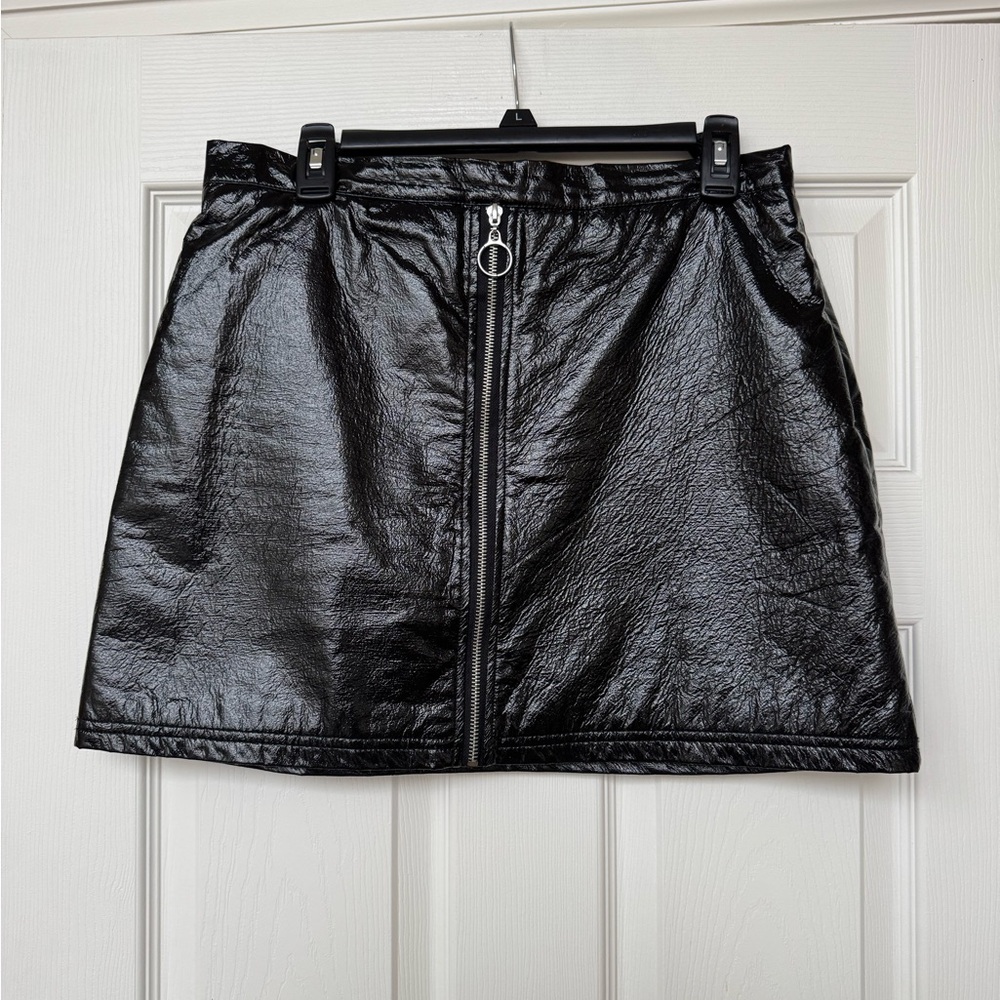 Black Patent faux leather skirt